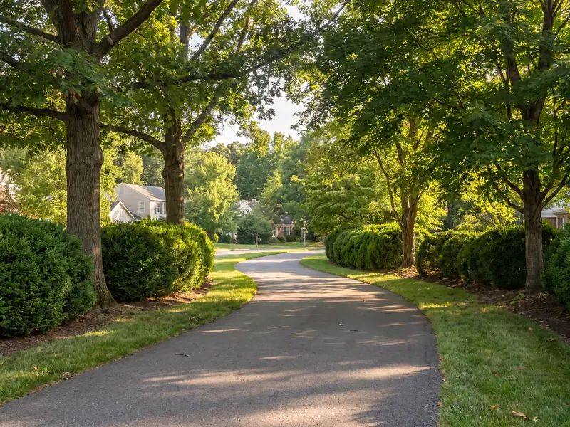 A quiet, tree-lined street near Mount Laurel, New Jersey